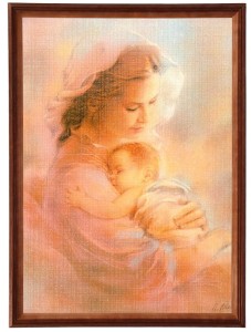 Obraz w ramie o tematyce religijnej w rozmiarze 50x70cm - Matka Boska różowa