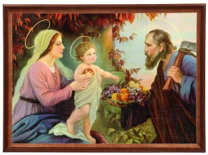 Obraz w ramie o tematyce religijnej w rozmiarze 50x70cm - Św rodzia z owocami