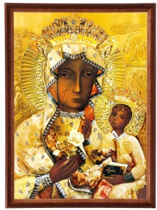 Obraz w ramie o tematyce religijnej w rozmiarze 50x70cm - Matka Boska Bursztynowa