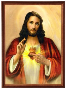 Obraz w ramie o tematyce religijnej w rozmiarze 50x70cm - Serce Jezusa I