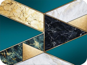 Twarda podkładka korkowa złocona w rozmiarze 30x40 cm- Geometric stone green