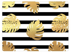 Twarda podkładka korkowa złocona w rozmiarze 30x40 cm- Monstera stripes