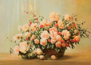 Oryginalny Obraz olejny na płótnie 65x100 cm Róże Z. Konarski Oryginał