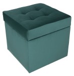 Nowoczesna otwierana pufa  45x45 cm w kolorze turkusowym