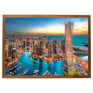 Nowoczesny obraz w brązowej ramie o wymiarach 70x100 cm - City 7