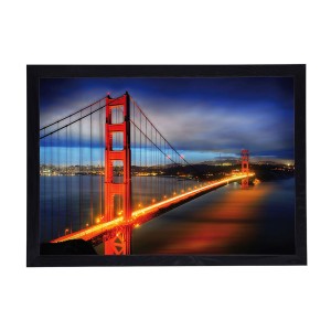 Nowoczesny obraz w czarnej, szerokiej ramie o wymiarach 70x100 cm - Bridge 8