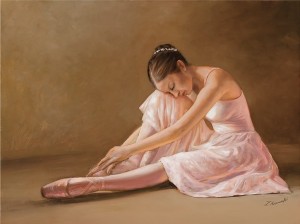 Oryginalny Obraz olejny na płótnie 40x50 cm Baletnica Odpoczynek Konarski  Oryginał