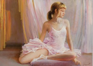 Oryginalny Obraz olejny na płótnie 40x50 cm Baletnica Poduszka Konarski Oryginał