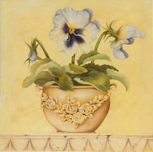 Oryginalny Obraz olejny na płótnie 40x40 cm Bratki Korecka Oryginał