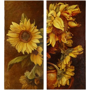 Oryginalny Obraz olejny na płótnie 70x30 cm Słoneczniki  A. Karcz Oryginał
