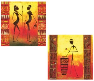 Oryginalny Obraz olejny na płótnie 40x40 cm Bęben i Do domu  A. Korecka Oryginał