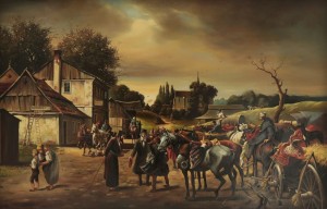 Oryginalny Obraz olejny na płótnie 65x100 cm Jarmark Kaszuba Oryginał