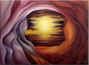 Oryginalny Obraz olejny na płótnie 50x70 cm Jaskinia Misiewicz Oryginał