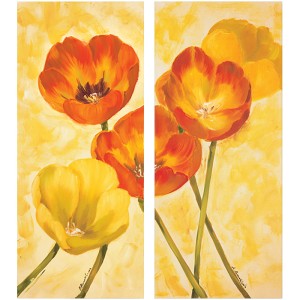 Oryginalny Obraz olejny na płótnie 70x30 cm Tulipany I II  Mazurkiewicz Oryginał
