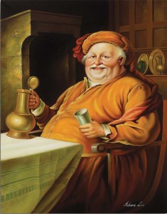 Oryginalny Obraz olejny na płótnie 70x50 cm Kupiec A. Lis Oryginał