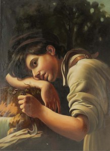 Oryginalny Obraz olejny na płótnie 73x53 cm Mały ogrodnik Kaszuba Oryginał