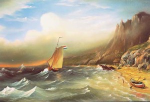 Oryginalny Obraz olejny na płótnie 65x100 cm Morze przed burzą Nowaczyński Oryginał