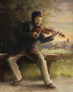 Oryginalny Obraz olejny na płótnie 70x50 cm Skrzypek A. Karcz Oryginał