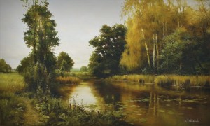 Oryginalny Obraz olejny na płótnie 65x100 cm Starorzecze Konarska Oryginał