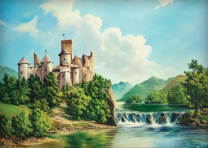 Oryginalny Obraz olejny na płótnie 60x100 cm Zamek Król Oryginał