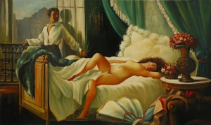 Oryginalny Obraz olejny na płótnie 60x100 cm Śpiąca Kaszuba Oryginał