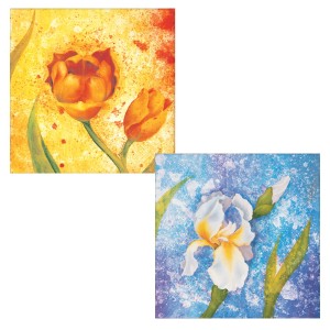 Oryginalny Obraz olejny na płótnie 40x40 cm Irys i tulipan Korecka Oryginał