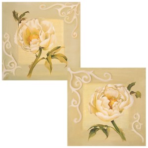 Oryginalny Obraz olejny na płótnie 40x40 cm Peonia I II' Korecka Oryginał