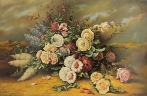 Oryginalny Obraz olejny na płótnie 65x100 cm'Róże Kaszuba Oryginał