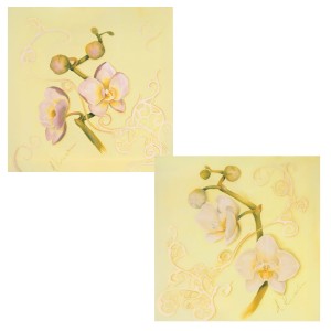 Oryginalny Obraz olejny na płótnie 40x40 cm Storczyk I II' Korecka Oryginał