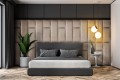 Sypialnia kremowe wezgłowie panel tapicerowany 30x90 cm.jpg