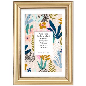 Ramka na zdjęcia drewniana LUX 10 x 15 cm, foto rama złota
