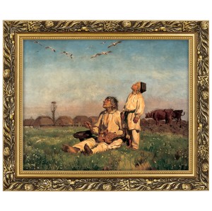 Obraz w złotej ramie Makówka w rozmiarze 40x50 cm - Bociany, Józef Chełmoński