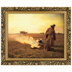 Obraz w złotej ramie Makówka w rozmiarze 40x50 cm - Jesień. Dym, Józef Chełmoński 