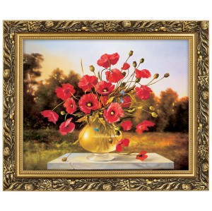 Obraz w złotej ramie Makówka w rozmiarze 40x50 cm -  Maki, Cezary Różycki