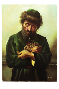 Oryginalny Obraz olejny na płótnie 70x50 cm Stary Żyd  A.Lis Oryginał