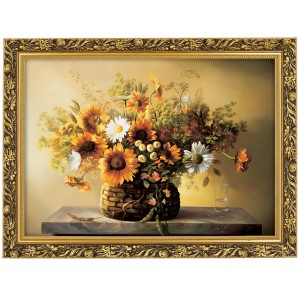 Obraz w złotej ramie Makówka w rozmiarze 50x70 cm - Kwiaty, Cezary Różycki