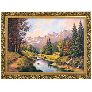 Obraz w złotej ramie Makówka w rozmiarze 50x70 cm - Mostek III, Krzysztof Nowaczyński