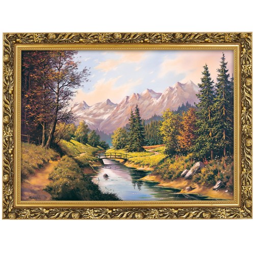 1. OBRAZ MOSTEK III 688 W ZLOTEJ RAMCE MAKOWCE 50 cm x 70 cm przodem.jpg