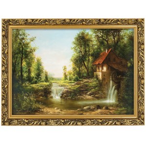 Obraz w złotej ramie Makówka w rozmiarze 50x70 cm - Stary młyn. Lato, Zygmunt Konarski