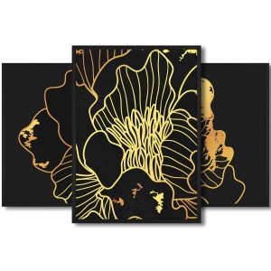 Galeria 3 plakatów rozmiar 50x70 cm „Kwiaty abstrakcja II” – kolaż ścienny 3 zdjęć, grafik, obrazów w czarnych ramach