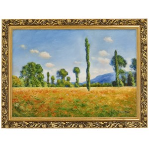 Oryginalny obraz olejny na płótnie 50 x 70 cm “Pole Maków II” Claude Monet w złotej ramie Makówka
