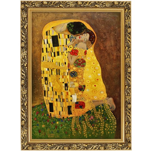 1. OBRAZ OLEJNY Gustav Klimt ,,Pocalunek,, W ZLOTEJ RAMCE MAKOWCE 70 cm x 100 cm przodem.jpg