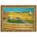 1. OBRAZ OLEJNY Vincent Van Gogh ,,Zniwa w La Crau z Montmajour,, W ZLOTEJ RAMCE MAKOWCE 70 cm x 100 cm przodem.jpg