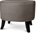 Tapicerowana pufa owalna 52x62x46 cm  ŚREDNIA w kolorze brązowym - siedzisko z welurowej tkaniny, z drewnianymi nóżkami w kolorze czarnym