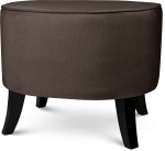 Tapicerowana pufa owalna 52x62x46 cm  ŚREDNIA w kolorze ciemnobrązowym - siedzisko z welurowej tkaniny, z drewnianymi nóżkami w kolorze czarnym