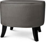 Tapicerowana pufa owalna 52x62x46 cm  ŚREDNIA w kolorze ciemnoszarym - siedzisko z welurowej tkaniny, z drewnianymi nóżkami w kolorze czarnym 
