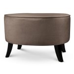 Tapicerowana pufa owalna 62x72x46 cm DUŻA w kolorze brązowym - siedzisko z welurowej tkaniny, z drewnianymi nóżkami w kolorze czarnego
