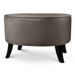 Tapicerowana pufa owalna 62x72x46 cm DUŻA w kolorze brązowym - siedzisko z welurowej tkaniny, z drewnianymi nóżkami w kolorze czarnego