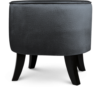 Tapicerowana pufa owalna 42x52x45 cm MAŁA w kolorze grafitowym - siedzisko z welurowej tkaniny, z drewnianymi nóżkami w kolorze czarnym