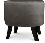 Tapicerowana pufa owalna 42x52x45 cm MAŁA w kolorze ciemnoszarym - siedzisko z welurowej tkaniny, z drewnianymi nóżkami w kolorze czarnym